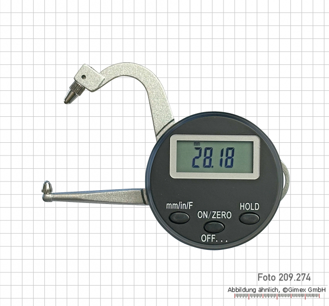 Digital caliper gauge for outside measurements,  0 - 10 mm